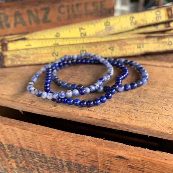✨LAPIS+SODALITE STACKING BEAD BRACELET SET 4mm✨ - Picture 6 of 7
